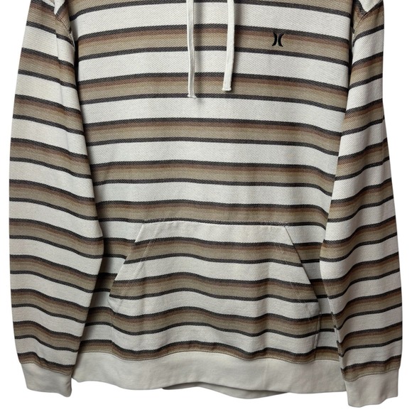 NEW Hurley OG Poncho Hoodie Striped Pullover Sweatshirt Neutral Coastal Cozy M - Picture 4 of 11